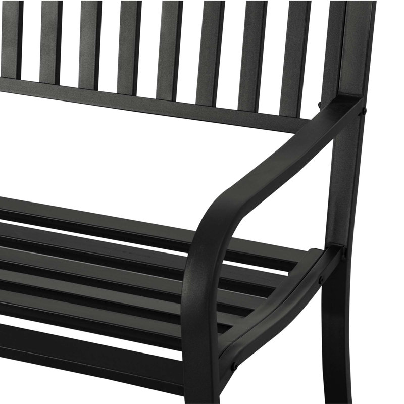 Banc de jardin extérieur de 50 po Sacalinu, banc de patio avec siège à lattes, banc de véranda en métal pour la cour arrière