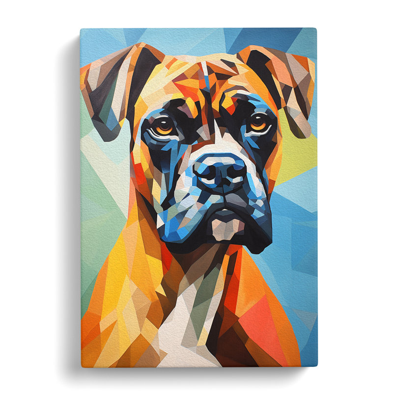 Boxer Dog Cubism - Wrapped Canvas, 60cm H x 40cm W x 3cm D