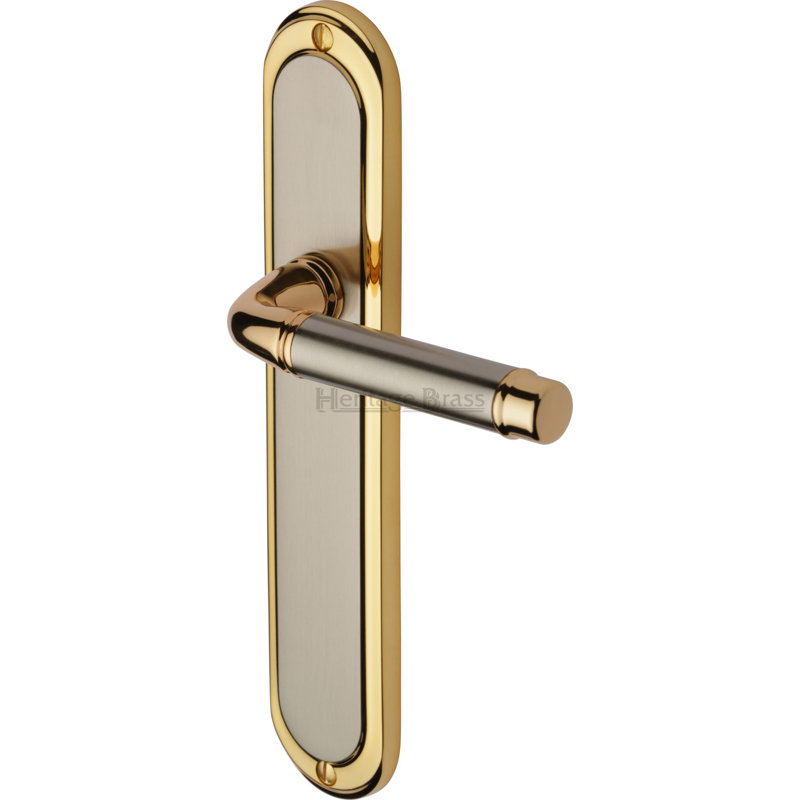 Heritage Brass Door Handle Lever Latch Saturn Long Design, Jupiter Split