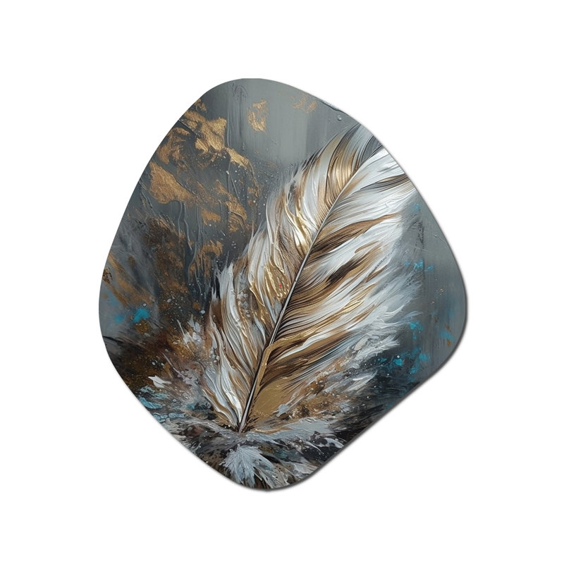 Plume dorée Wanderlust III - Glam Feather, H 28 po x l 25 po