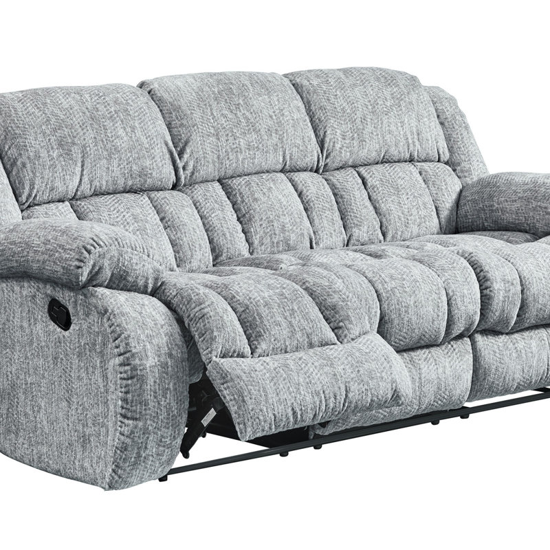 Canapé inclinable gris Stonic avec causeuse avec accoudoirs surdimensionnés et mécanisme d'inclinaison manuel pour un confort ultime