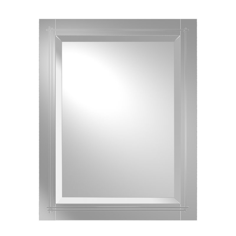 Metra Industrial Beveled Bathroom/Vanity Mirror, 28" H x 22" W, Sterling