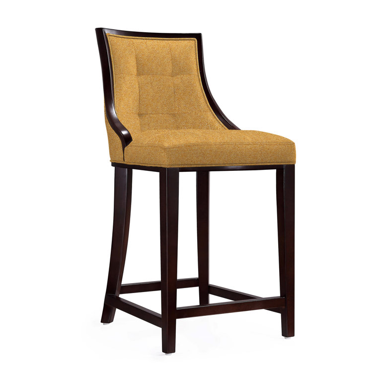 Upholstered Counter Stool with Solid Wood Frame