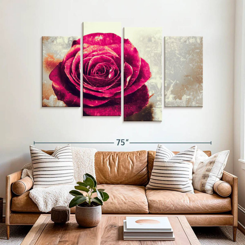 Harnek Textured Grunge Rose, 42" H x 68" W