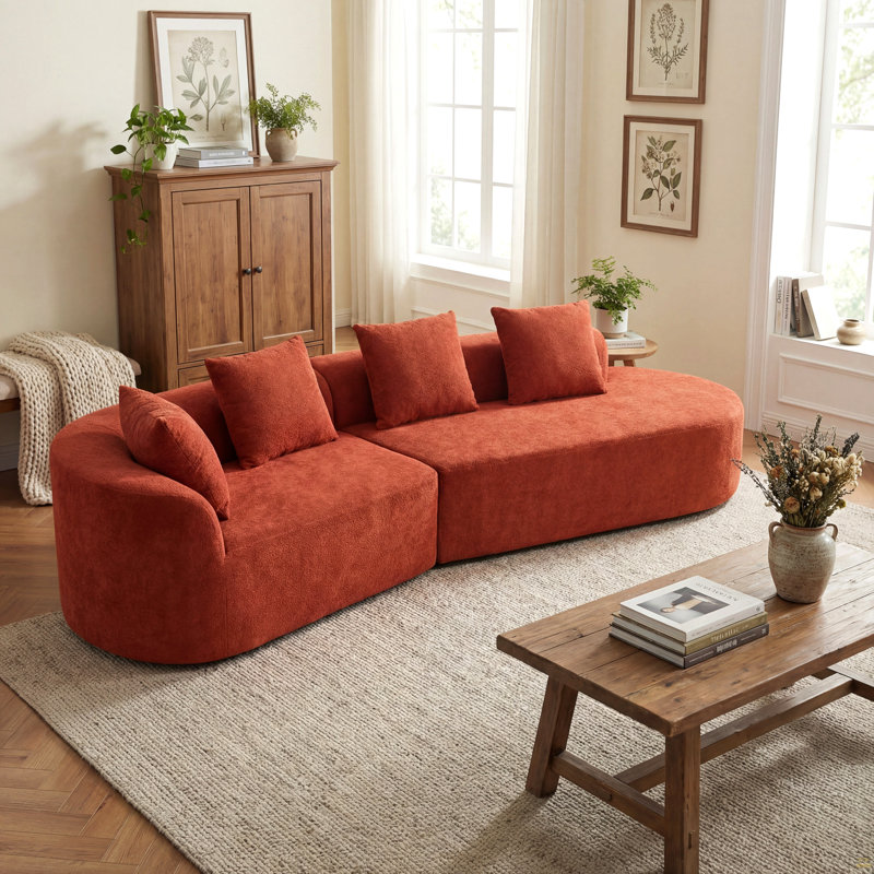 Canapé modulaire courbé de 116 po avec éponge et méridienne entièrement compressés à haute densité de 116 po, ensemble 2 pièces, entièrement assemblé faisant face à la droite, pour le salon, le salon