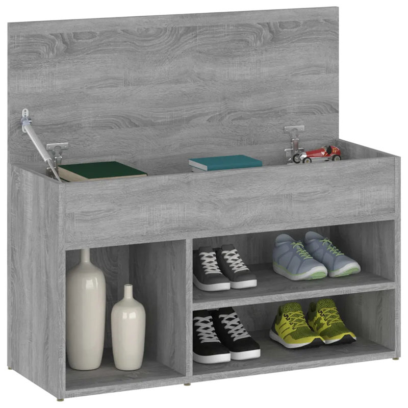 5 Pair Shoe Storage Bench, Grey Sonoma