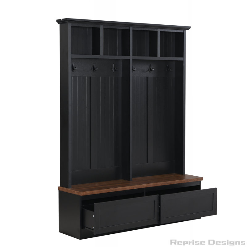 Portemanteau polyvalent avec 2 grands tiroirs Mudroom, Noir