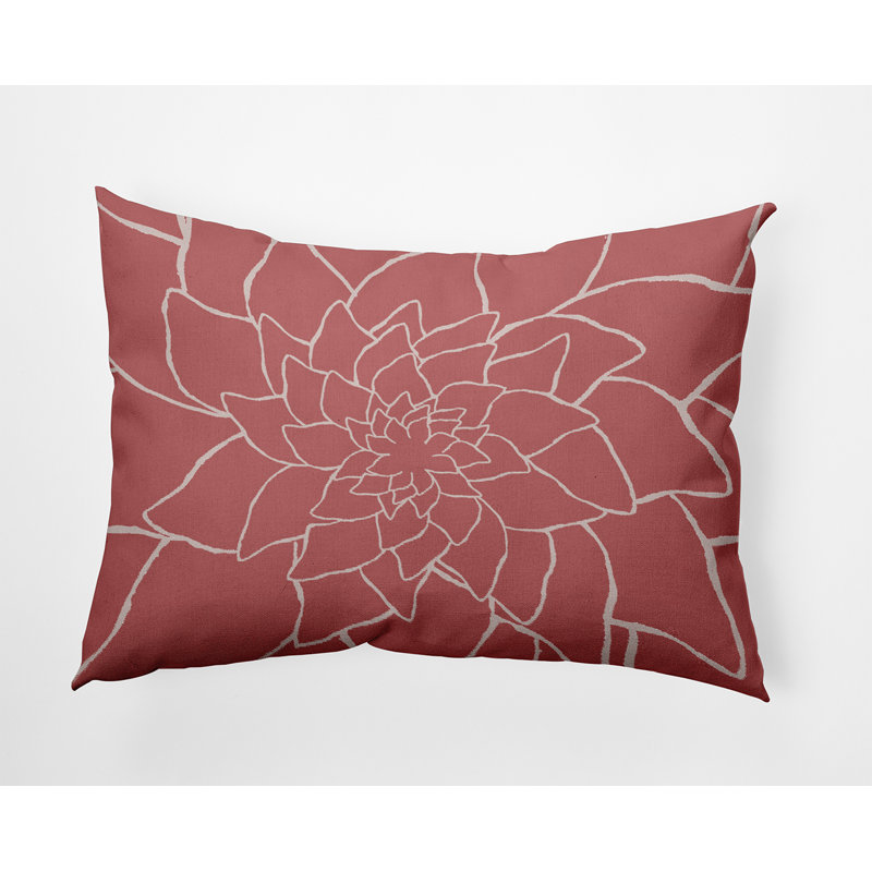 Coussin lombaire à motif floral, Rose / blanc