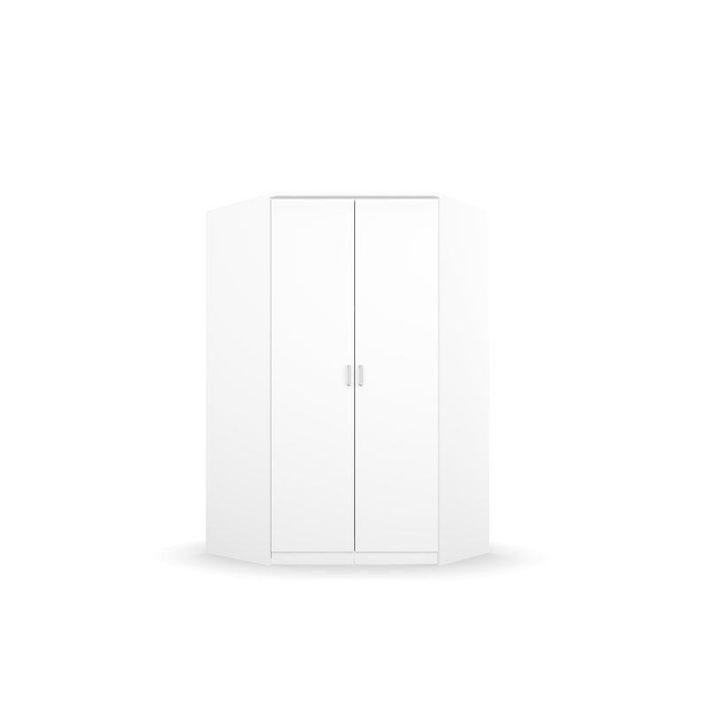 Cupboard Wardrobe Doors Corner BREMEN 2 doors, Alpine White, Basic: 8 shelves, 1 clothes rail