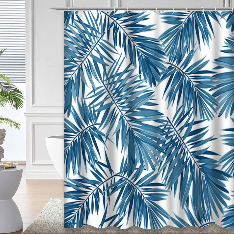 Rideau de douche Indigo Monstera, L 72 po x l 72 po