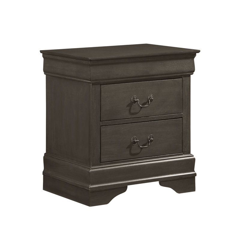 2 tables de chevet en gris teinté, table de chevet classique à 2 tiroirs, style classique, Gris