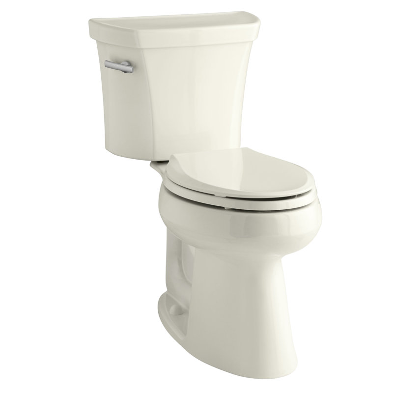 Highline 1.28 GPF Elongated Two-Piece Toilet (Seat Not Included), Biscuit, Left-Hand