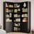 Corner Bookshelf And Bookcase With Anti-collision Doors, 71"h 6-tier Storage Shelves With Double Cabinets, Anti-tip Device, Black