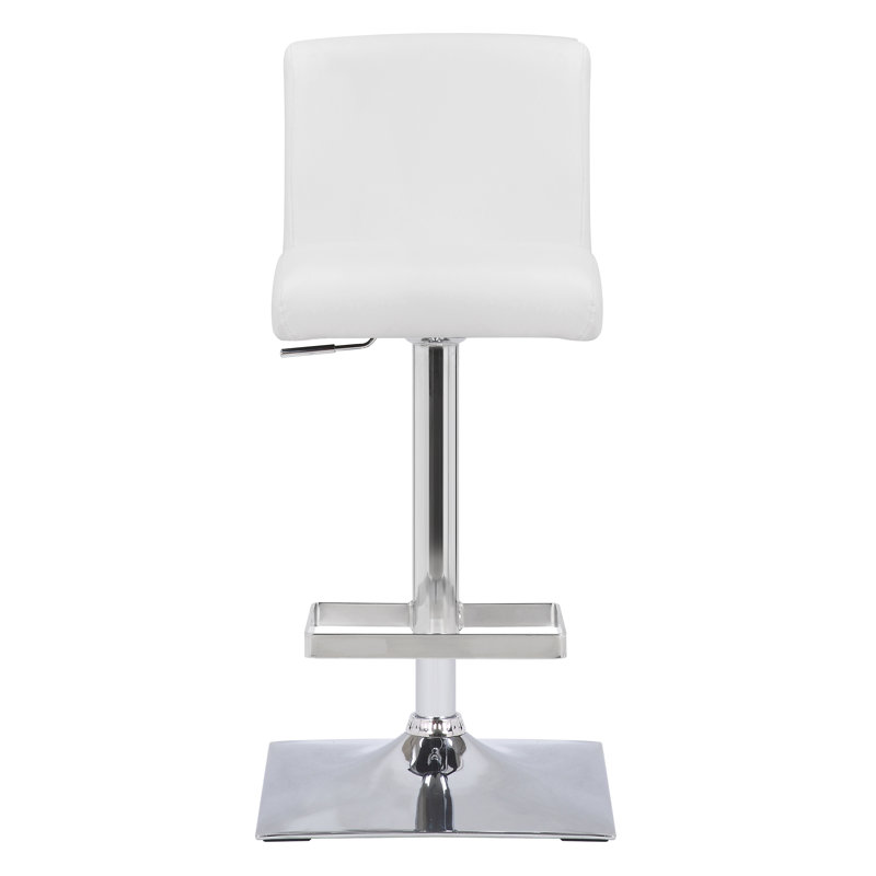 Alex Swivel Upholstered Adjustable Height Counter Stool with Metal Frame, White
