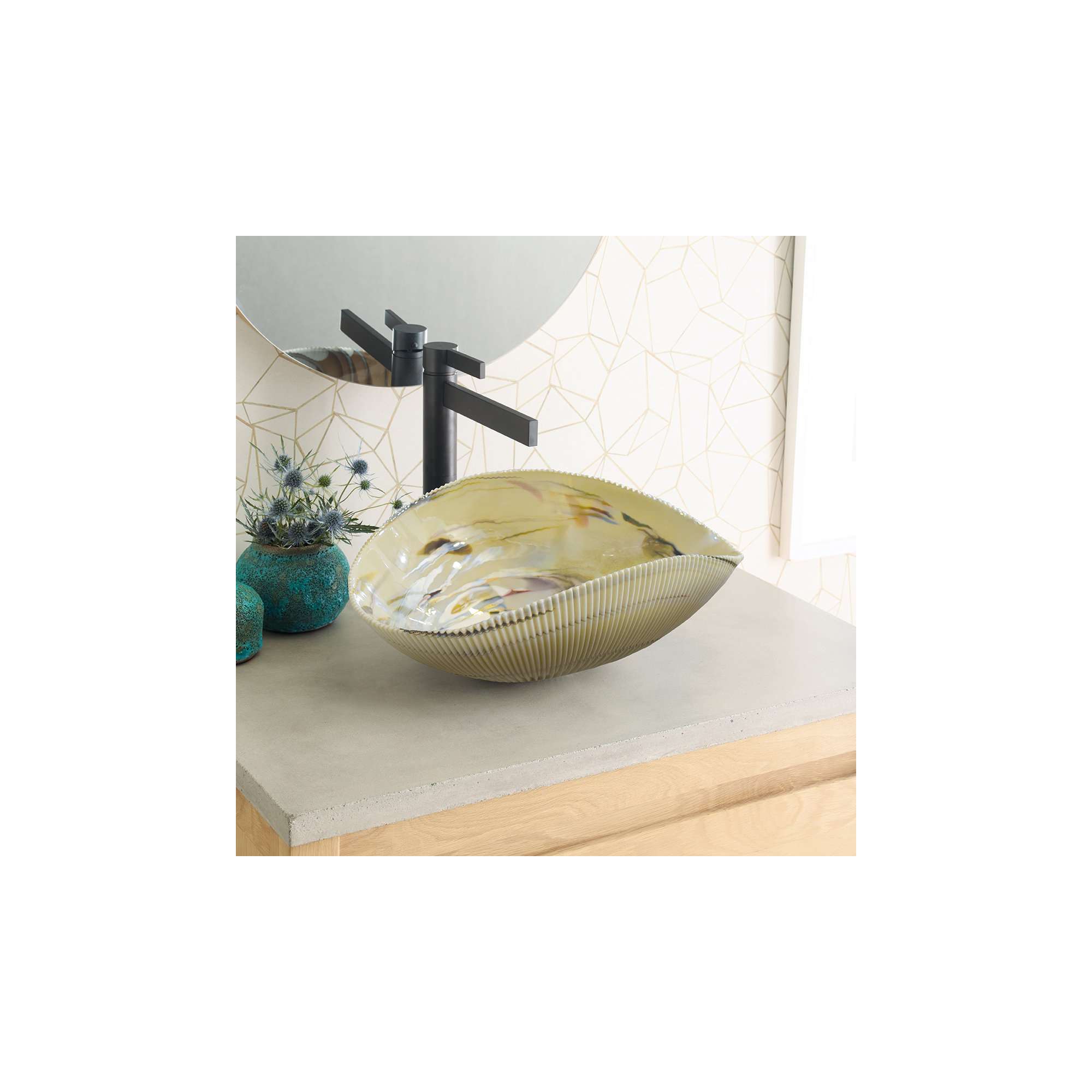 Amalfi Murano Glass Handmade Vessel Bathroom Sink, Corallina