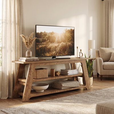 63 Inch TV Stand, Farmhouse Media TV Console Table with Open Storage