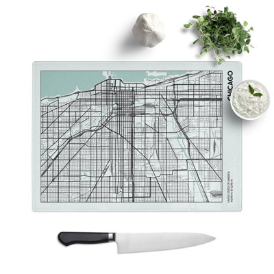Map Chicago USA Chopping Board