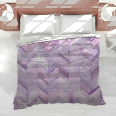 Édredon mauve à motif de chevrons