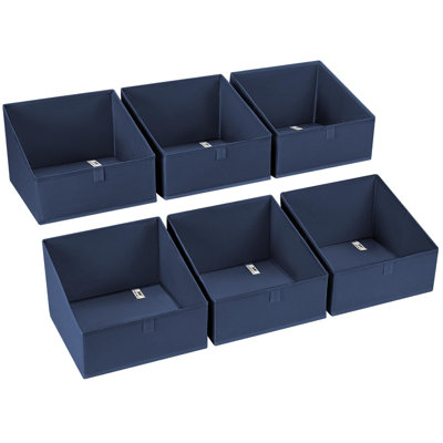 Closet Storage Bins 6 Pack - Foldable Fabric Trapezoid Organizer Baskets For Shelves, Clothing Storage Box For Toys, Books, Towels, And Clothes