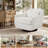 Upholstered Beige Chenille Swivel Oversized Lounge Armchair With Pillow And Metal Base-516806476