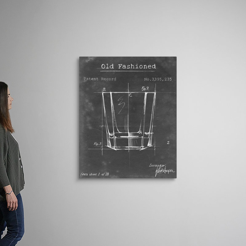 Barware Blueprint I - Impression sur toile, Toile tendue, H 45 po x l 36 po x P 1,25 po