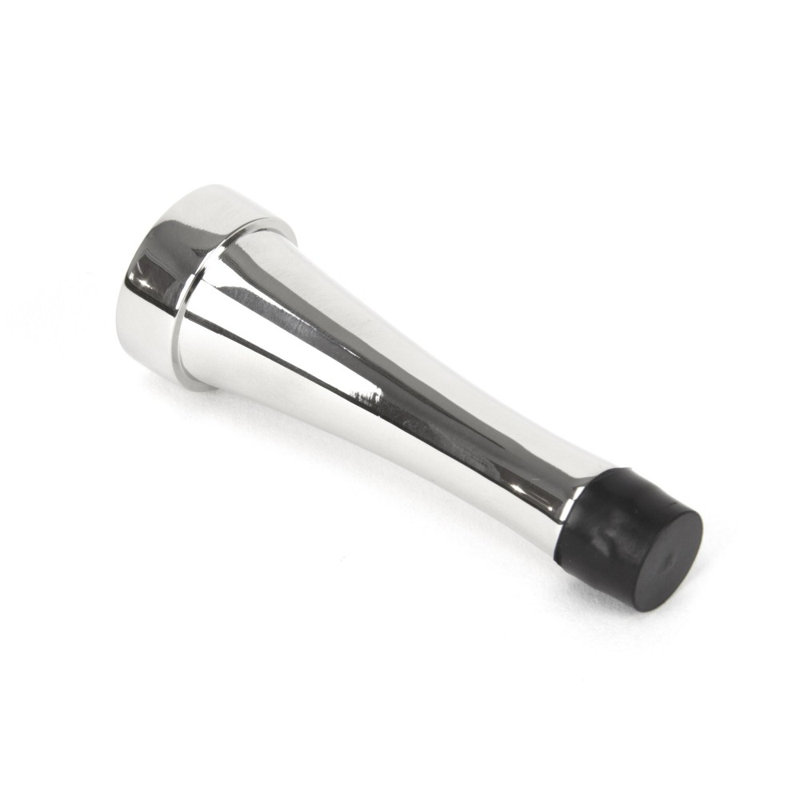 Projection Brass Baseboard Door Stop, Polished Chrome