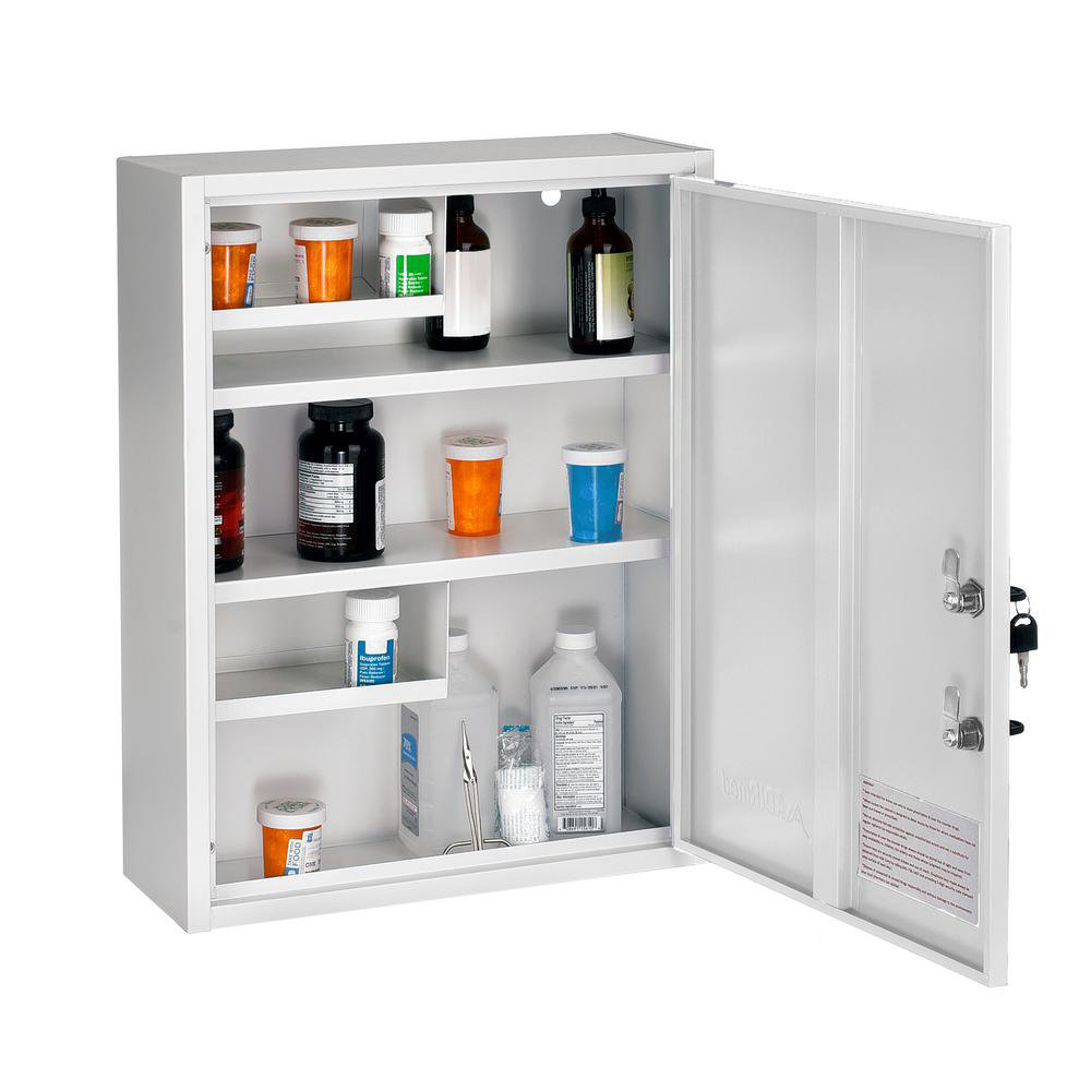 AdirMed Medicine Cabinet with Pull-Out Shelf & Document Pocket - Large Dual  Lock Wall Mounted Steel Medical Organizer - Secure Storage for Medicine