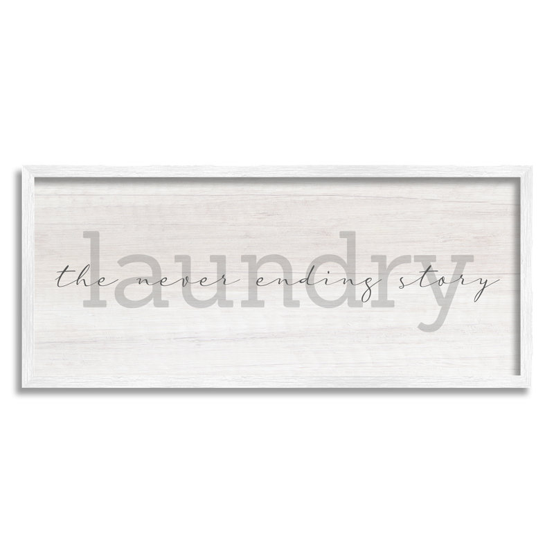 «Laundry Never Ending Story Cursive» par Daphne Polselli - cadre flottant, impression sur toile, H 13 po x l 30 po x P 1,5 po
