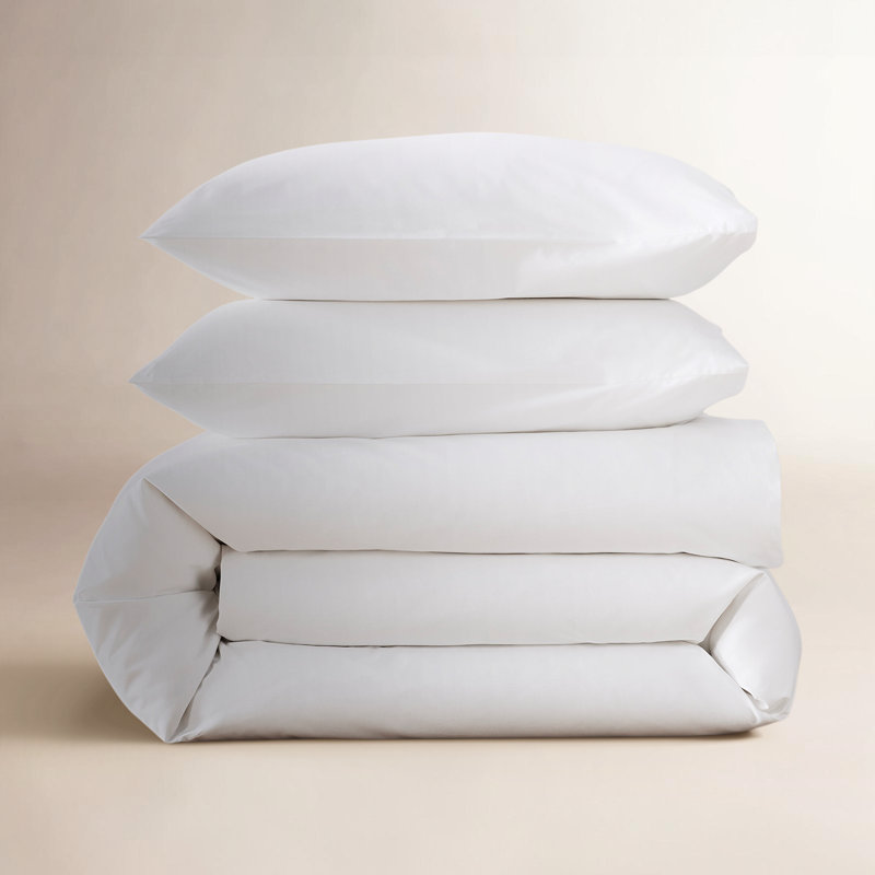 Coyer Classic Cotton Percale Duvet Cover Set, King / Cal King Duvet Cover + 2 Pillow Shams, White