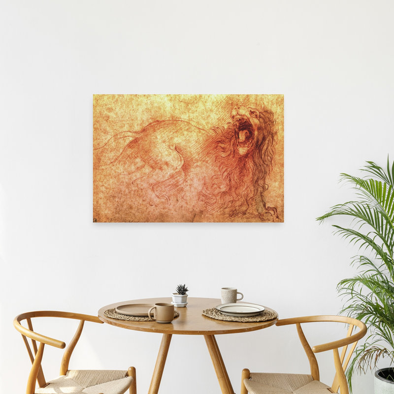 Esquisse d'un lion rugissant, impression d'art contemporain classique, H 24 po x l 36 po