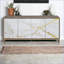 Console de l'armoire peinte en marbre blanc et amp; Finition champagne | 4 compartiments | Contemporain | Bois synthétique
