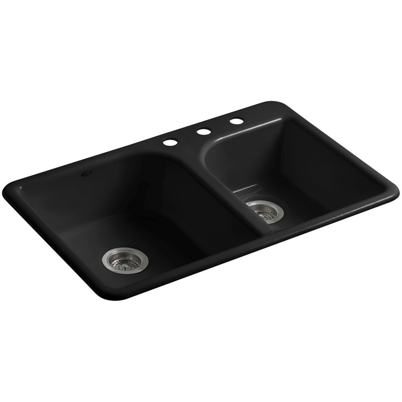 Évier de cuisine à double cuve à montage sur le dessus à grande / moyenne efficacité L 33 po x l 22 po x P 7,63 po Efficacité ™