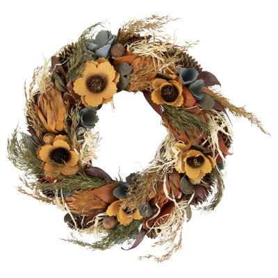 Sunflower and Straw Artificial Fall Harvest Wreath