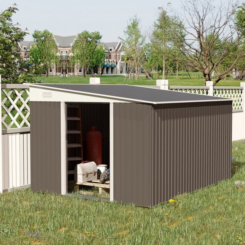 Aamilah 11 ft. 3 in. W x 9 ft. 2 in. D Metal Overlap Dome Tool Shed