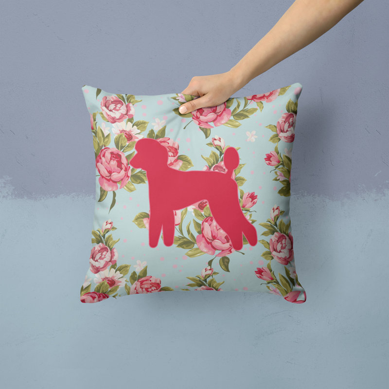 Coussin décoratif intérieur/extérieur bleu beige bleu élégance caniche shabby, H 14 po x l 14 po x P 4 po