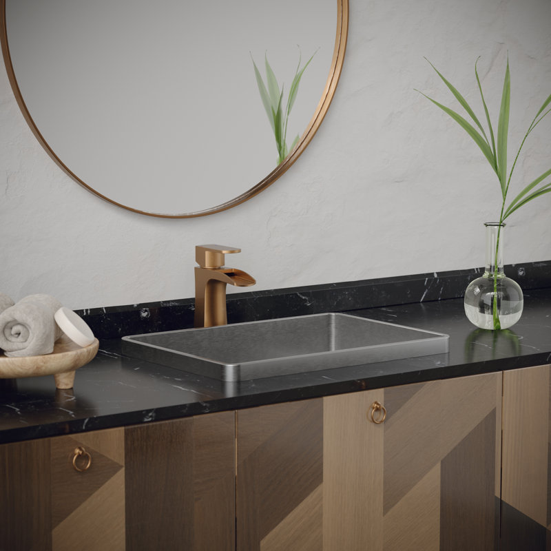 Karran Cinox 14.25'' Stainless Steel Rectangular Bathroom Sink, Stainless Steel
