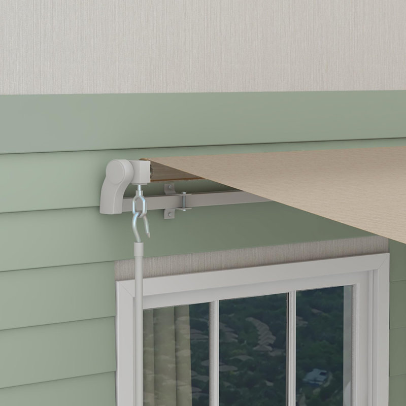 8' Retractable Awning, Beige, 59.1" H x 155.5" W x 96.5" D