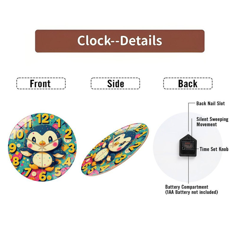 Horloge murale mignonne pingouin