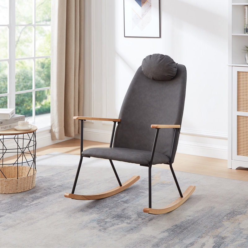 Chaise d'appoint moderne à bascule confortable pour chambre de bébé, chambre à coucher et salon, Gris foncé