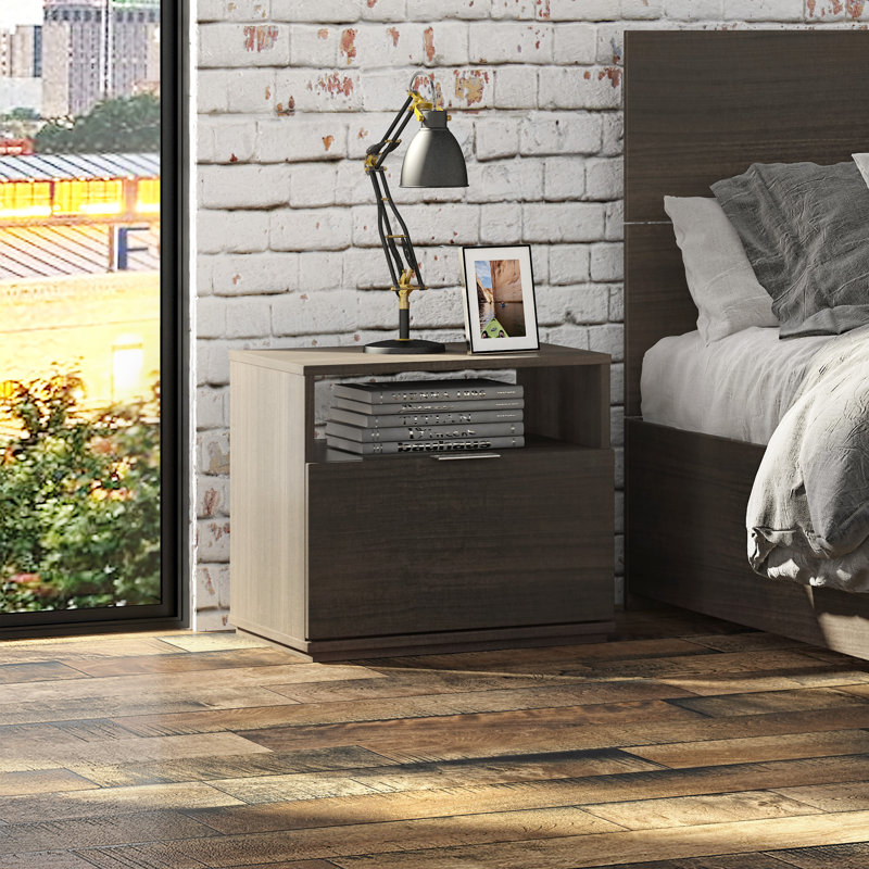 Montes Collection Nightstand (1) – Easy Assembly, Walnut