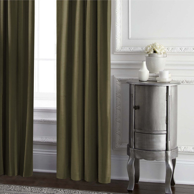 Velvet Room Darkening Curtain Pair, 50" x 84" , Green