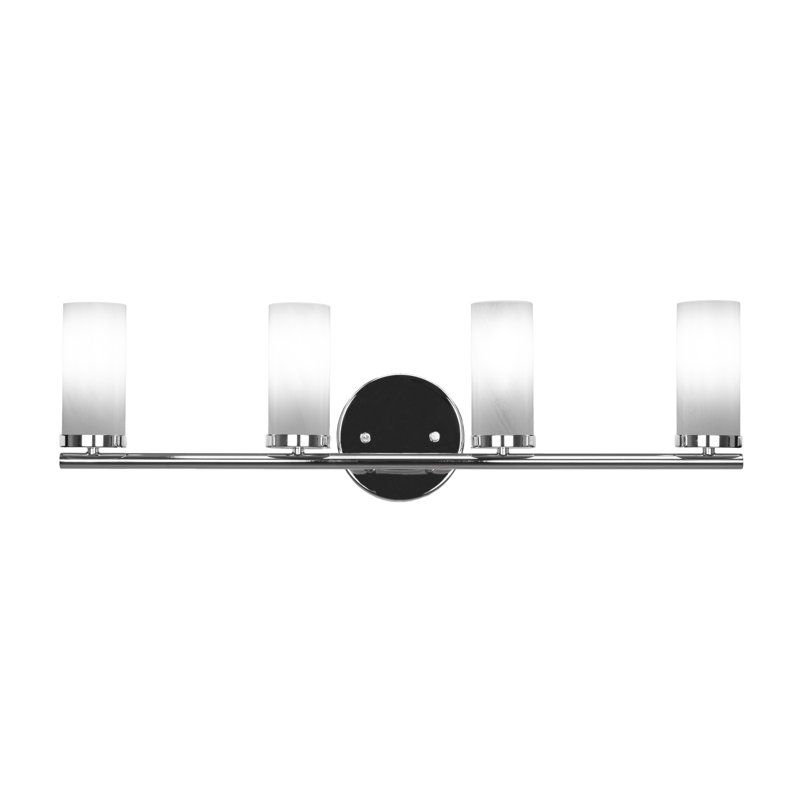 Annalucia 4 Light Bath Bar Shown With 2.5” White Marble Glass, Chrome