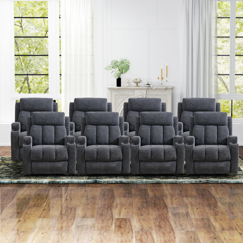 Dartee 33.07"W Manual Massage Recliner Chair With Heating Function & Dual Cup Holders - Soft Microfiber Home Theater Seating