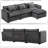Chifley Gray Chenille Modular Couch L Shaped Sectional Sofa with Ottoman, Reversible.-118761493
