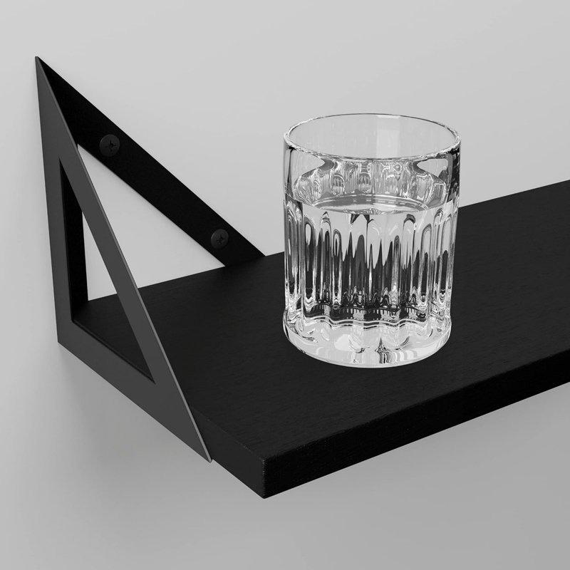 13 cm H x 80 cm W Stainless Steel Floating Shelf Bookcase, Black