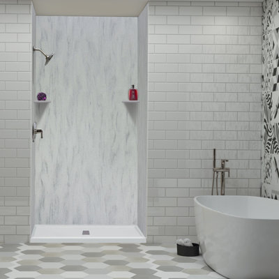 LWK483696-190 Lusso 48-in x 36-in x 96-in Glue to Wall 3-Piece Shower Wall Kit, Bellanca