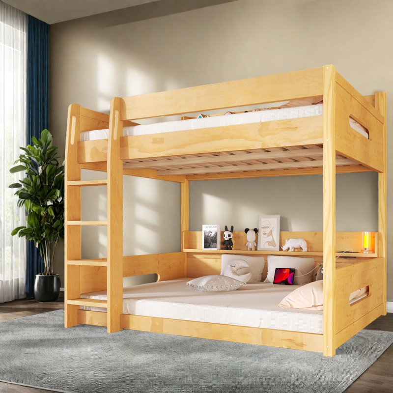 Grands lits superposés modernes, fabrication en bois avec rangement