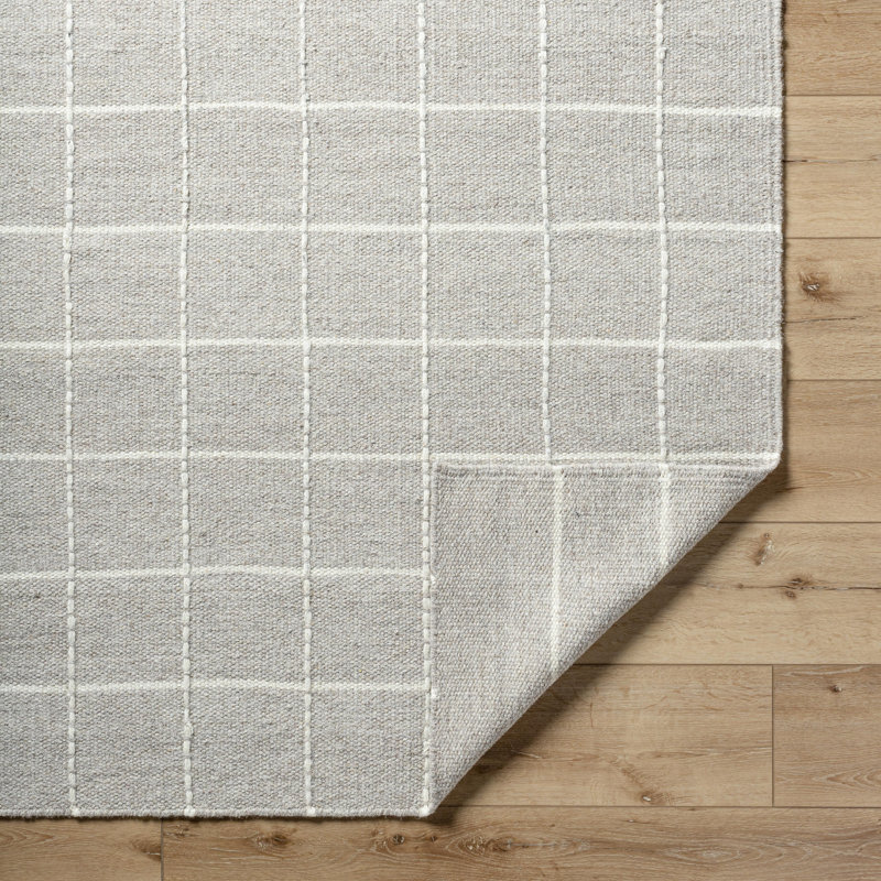 Gray Geometric Flatweave Wool Rug, 8' x 10'