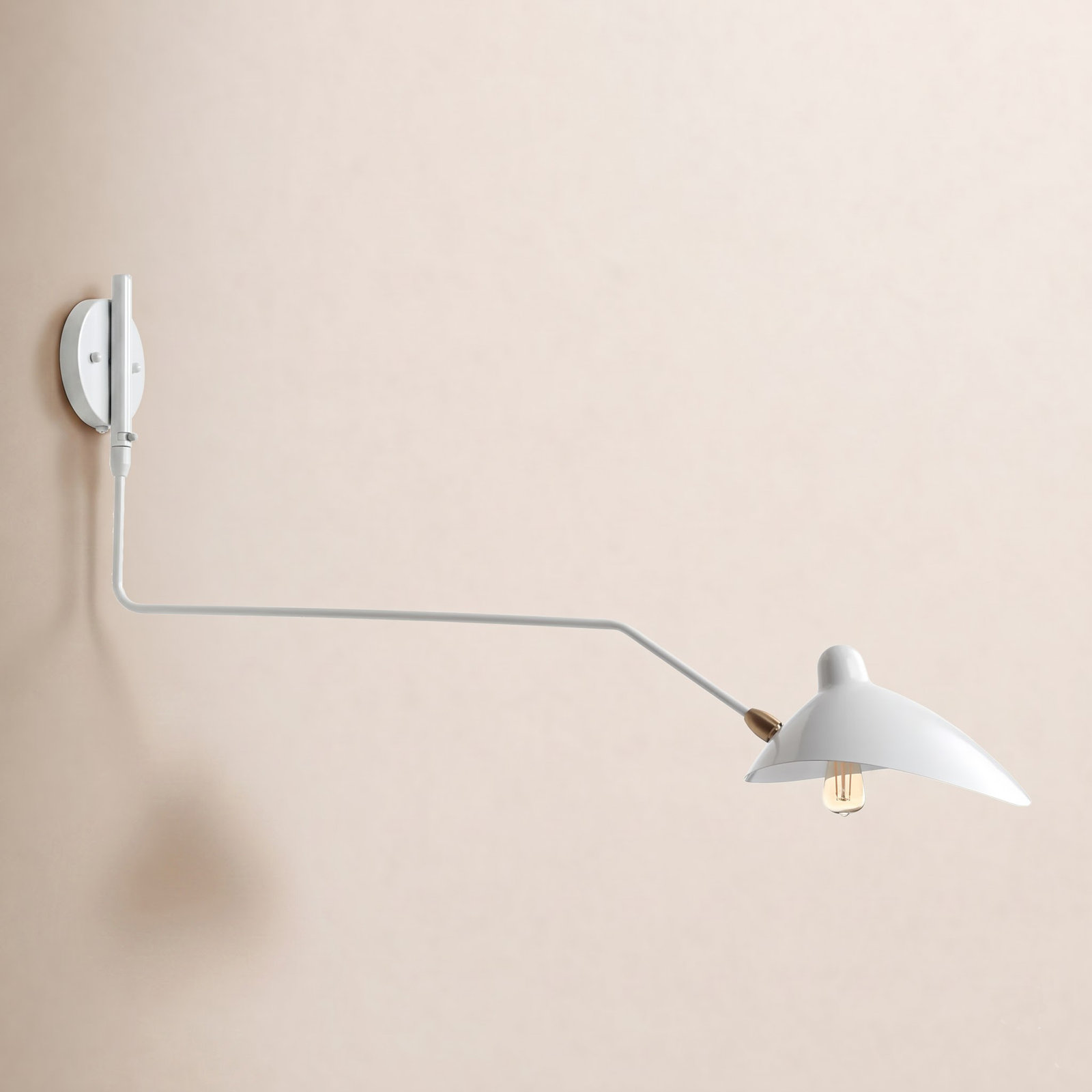 Varun Single Light Swing Arm Sconce, White/Brass Gold