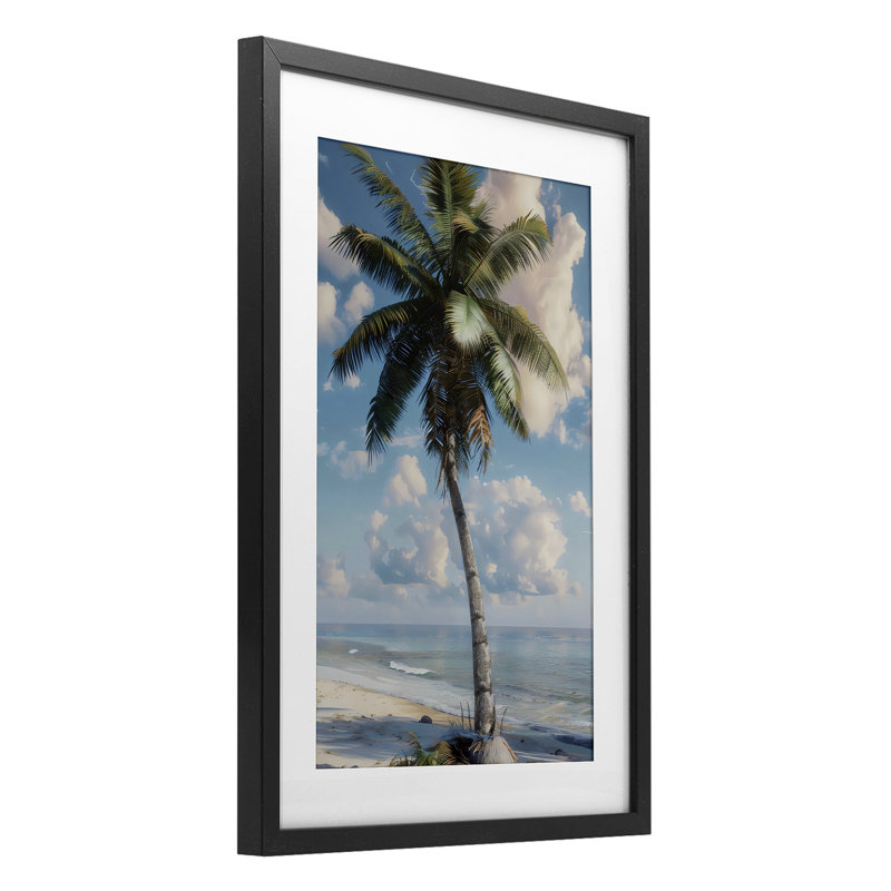 Palm Relaxation, reproduction encadrée sous verre, design par LSR Design Studio, H 20 po x l 14 po, Cadre noir minuit